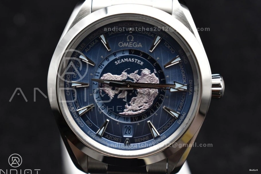 Edition On Terra 43mm Blue Bracelet 1:1 VSF Clone Stainless Worldtimer Dial A8938 Summer Aqua GMT Best Super 0304